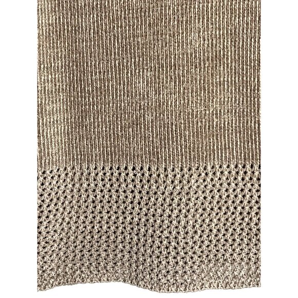 CLIO Sweater Knit Size Small Tan Crew Neck Long Sleeve Boho Chic Flaw - Picture 10 of 15